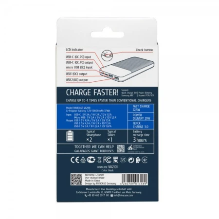 Повербанк RIVACASE (RIVAPOWER VA2101 (Black))