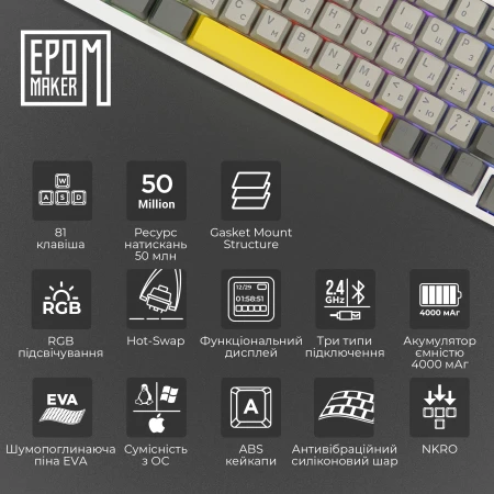 Клавиатура Epomaker (AK820-PRO-W-FF)