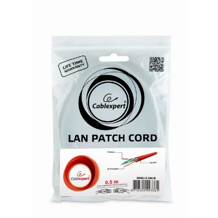 Патч-корд Cablexpert UTP Cat. 6 0.5 м PVC Красный (PP6U-0.5M/R)