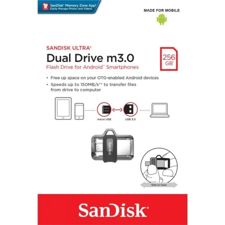 Флеш память USB SanDisk Ultra Dual Drive 256ГБ microUSB USB 3.2 (SDDD3-256G-G46)