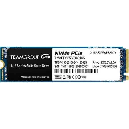 SSD диск Team MP33 256ГБ PCIe 3.0 x4 М.2 2280 3D NAND TLC (TM8FP6256G0C101)