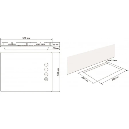 Варильна поверхня Jantar газова (HGR 60 WH EF)