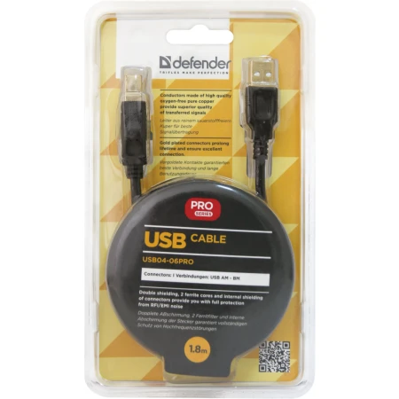 Кабель Defender USB Type A - USB Type B 1.8 м USB 2.0 (87430_DEFENDER)