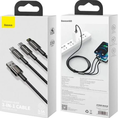 Кабель BASEUS USB Type A - Micro-USB USB Type C Apple Lightning 1.5 м (CAMLTWJ-01)