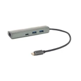 USB-хаб PowerPlant USB Type C - USB Type A USB Type C RJ45 (CA910557)