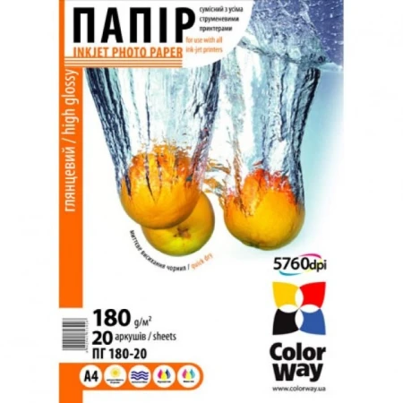 Бумага ColorWay А4 180 г/м² 20 шт. (PG180020A4)