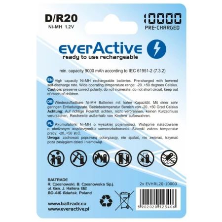 Аккумулятор everActive (2x EVHRL20-10000)